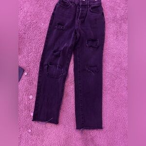 Black high rise straight jeans